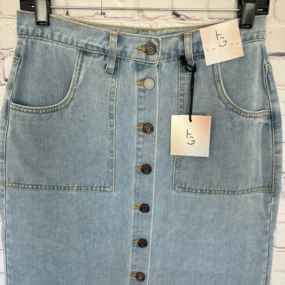 Happily Grey Classic Midi Denim Pencil Skirt --Sz 5/26 - Picture 10 of 15